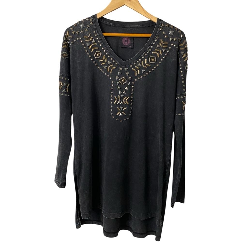 Double D Ranch Tunic Studded Embellished Boho Western Cotton Sz Medium